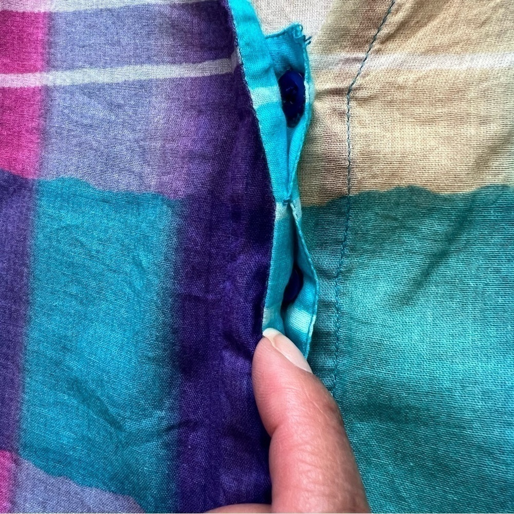 Soft Surroundings Painterly Plaid Popover Coastal Lightweight Oversized Hi-Lo S - Picture 3 of 9